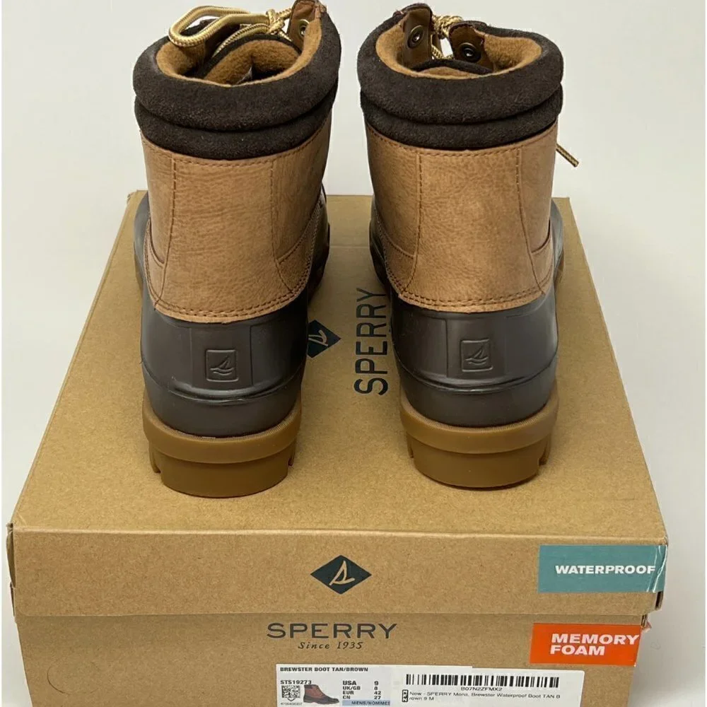 Sperry Brewster Waterproof Duck Boot with Memory Foam, Tan/Brown